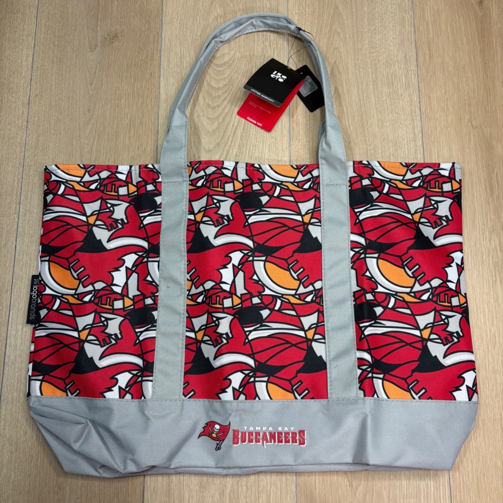 Logo Brands NFL Tampa Bay Buccaneers Fashion Tote Bag Red Grey Large Shoulder